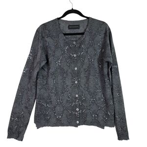 Zadig & Voltaire knitted cashmere abstract print button down cardigan